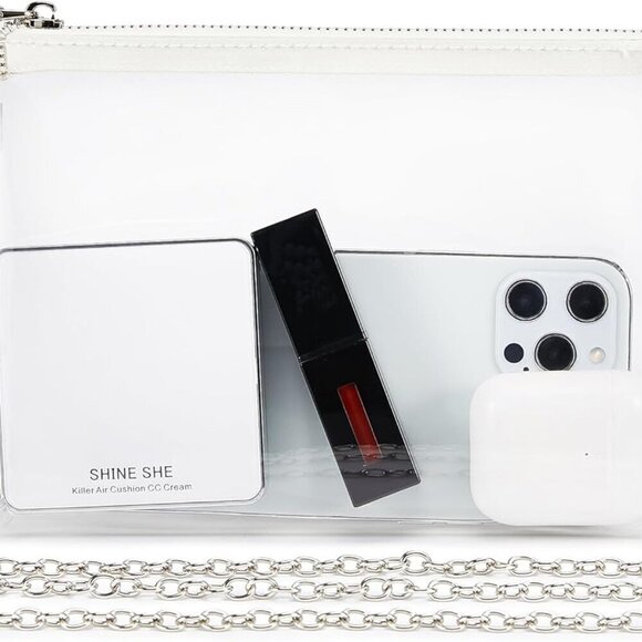 Handbags - Clear PVC Small Crossbody Bag Stadium Approved Compact for Events